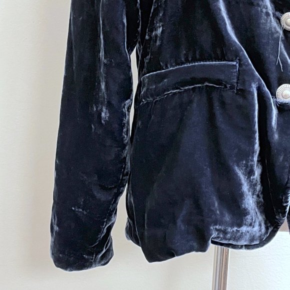 Anthropologie blue silk velvet classic blazer dress jacket 8 10 - Picture 5 of 9